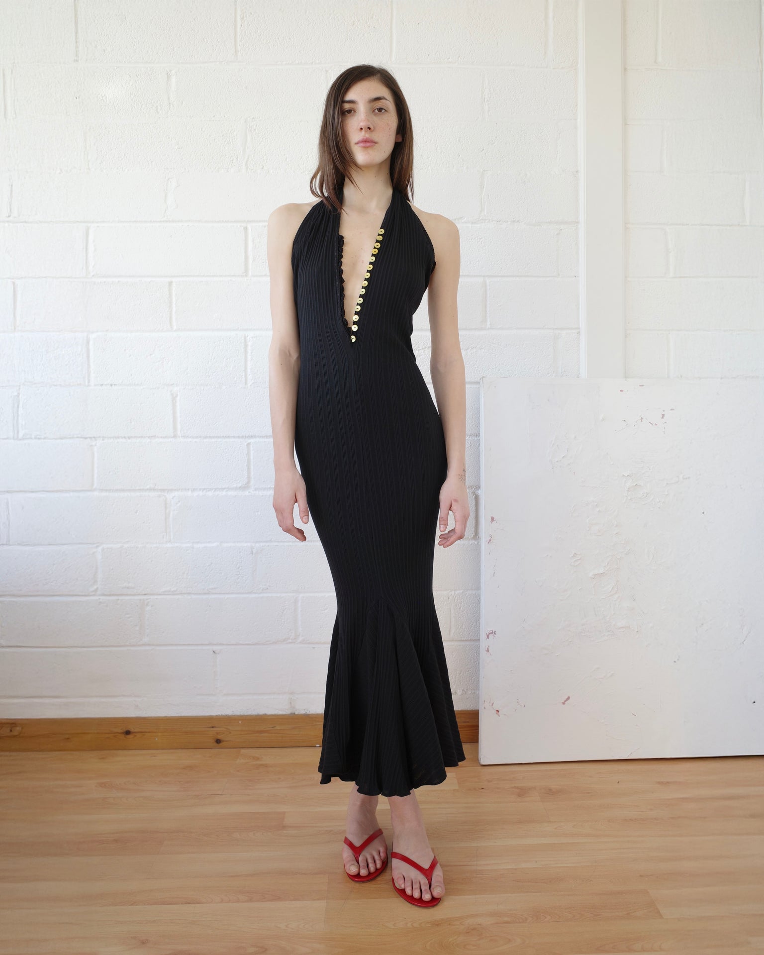 The Pointelle Halter Maxi Dress