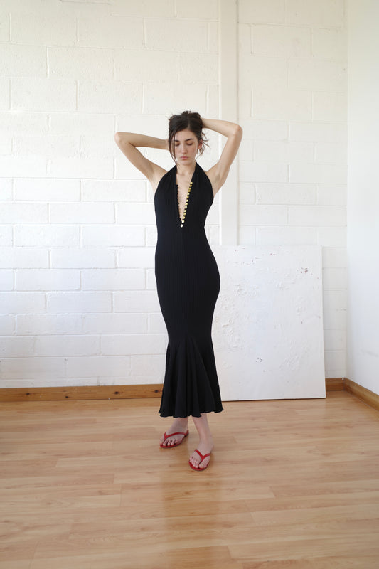 The Pointelle Halter Maxi Dress