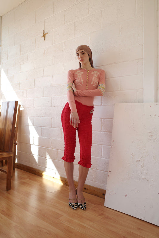 Shirred Capri Trouser