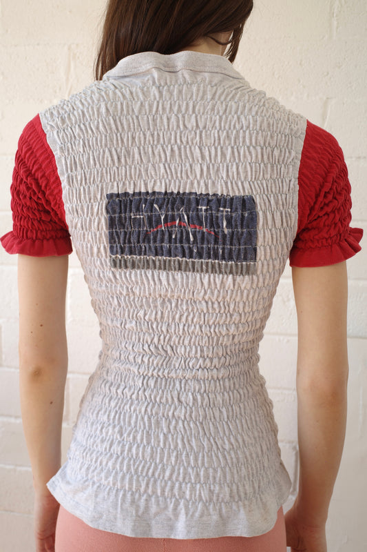 The Reconstituted Shirred Henley T-shirt