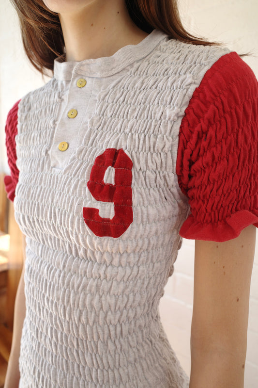 The Reconstituted Shirred Henley T-shirt