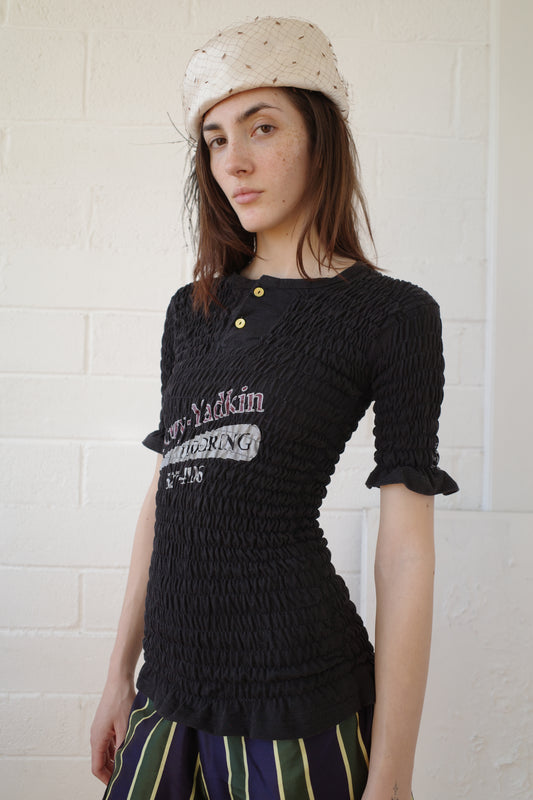 The Reconstituted Shirred Henley T-shirt