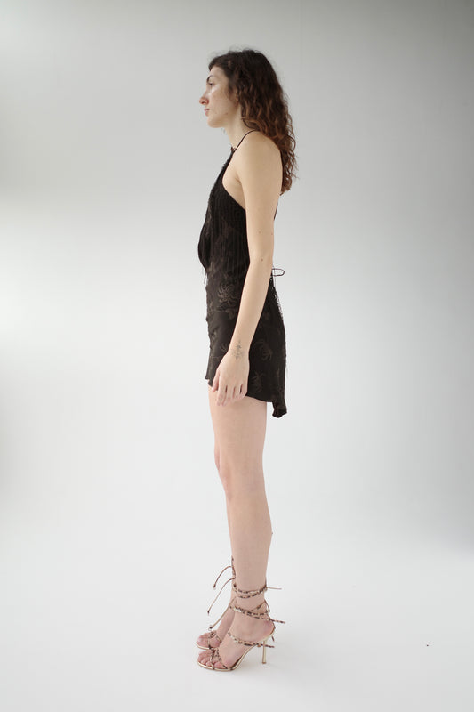 The Demi-Couture Piano Shawl Mini Dress- Small