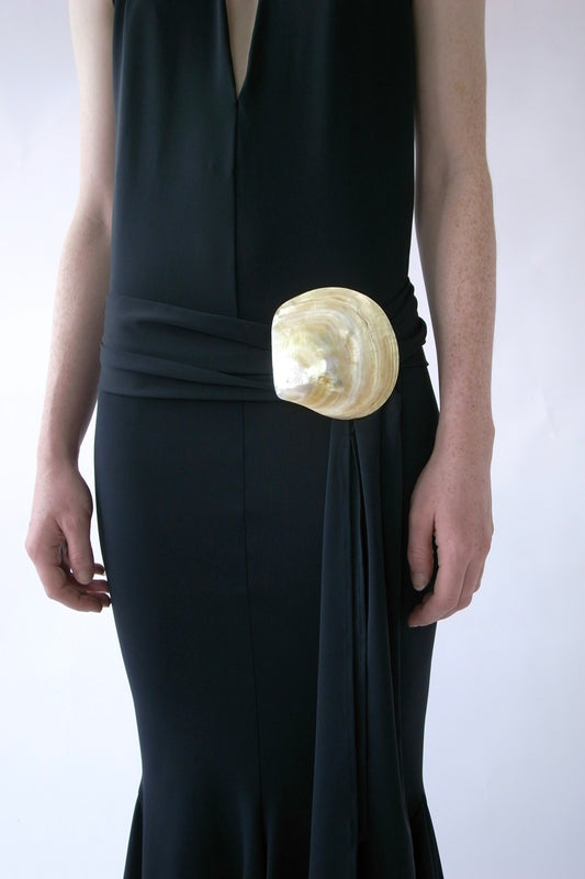 Recycled Spandex Shell Belt Maxi Dress