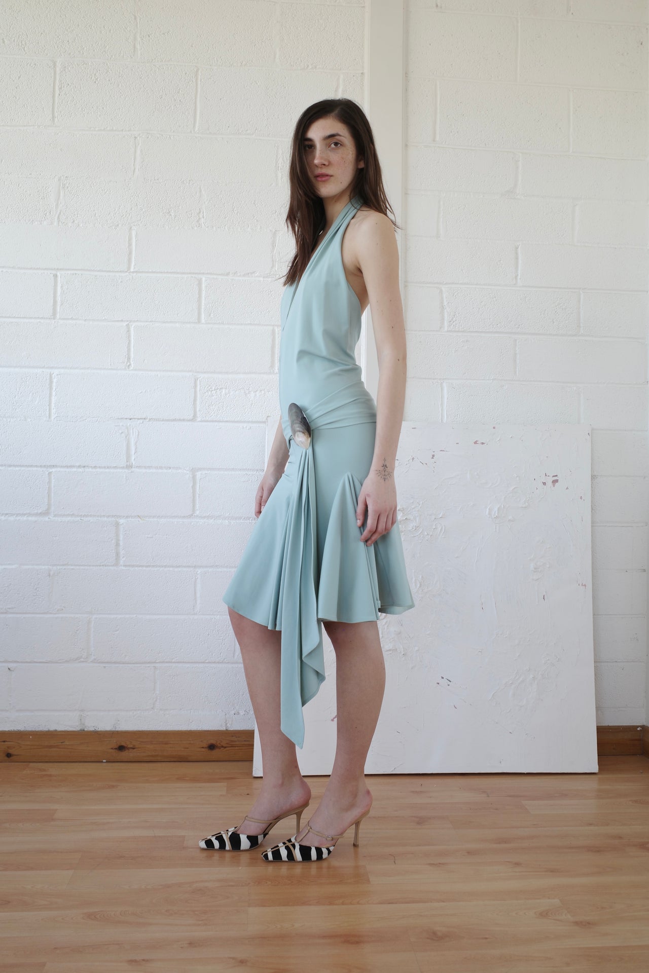 The Recycled Spandex Shell Belt Midi Dress