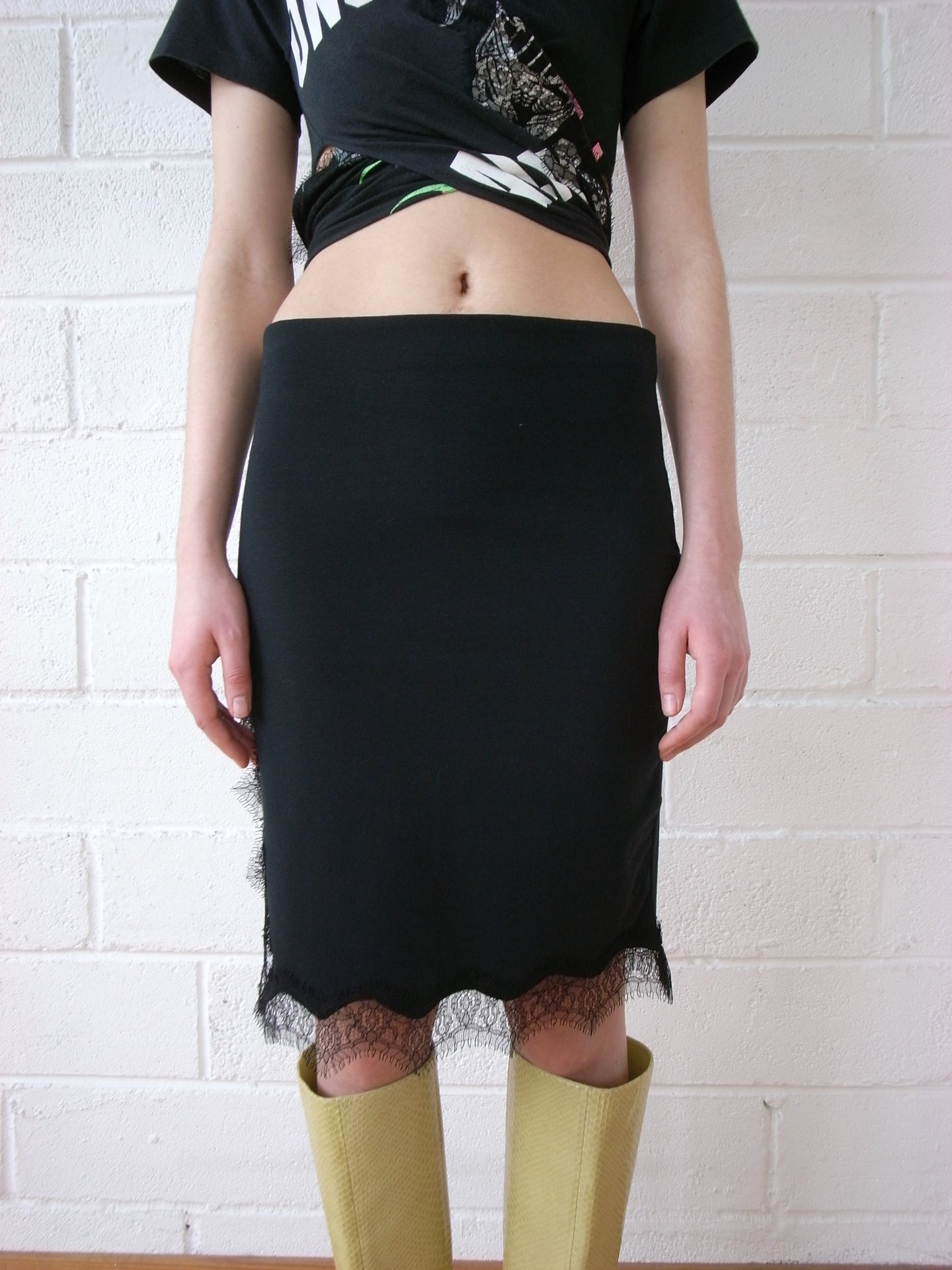 The Recycled Jersey Lace Pencil Skirt