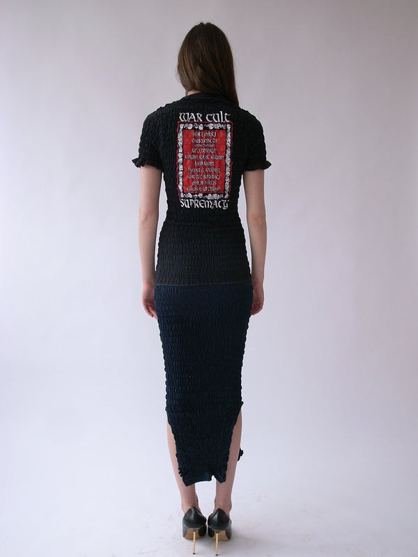 The Reconstituted Shirred T-shirt Dress- Black