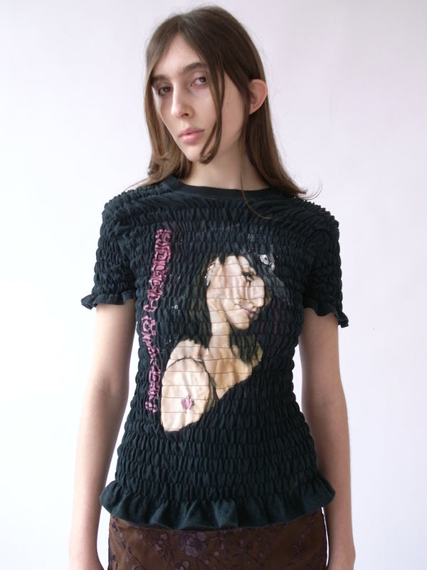 The Reconstituted Shirred T-shirt- Black