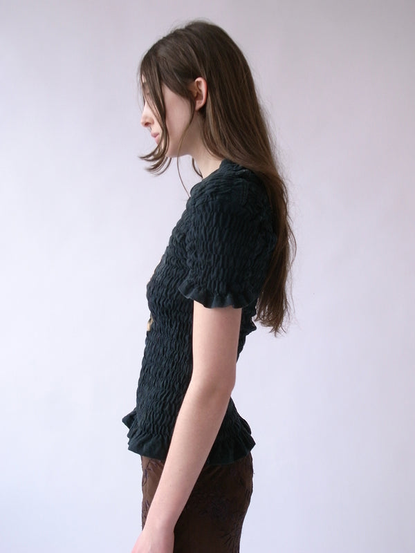 The Reconstituted Shirred T-shirt- Black