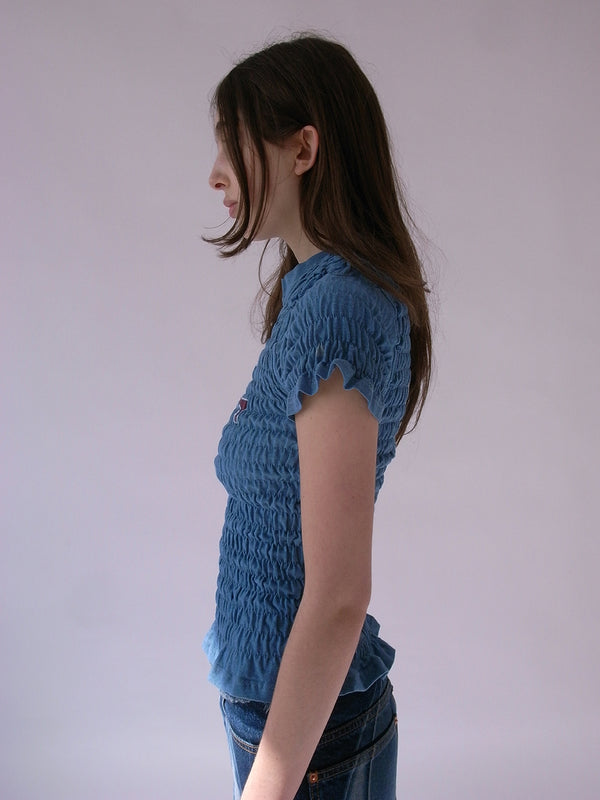 The Reconstituted Shirred T-shirt- Blue