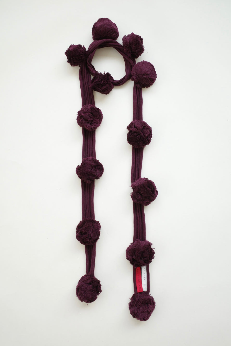 Burgundy Pom Pom Scarf