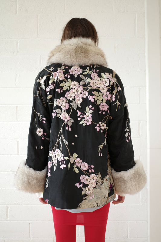 Demi Couture Reconstituted Vintage Fur and Silk Robe