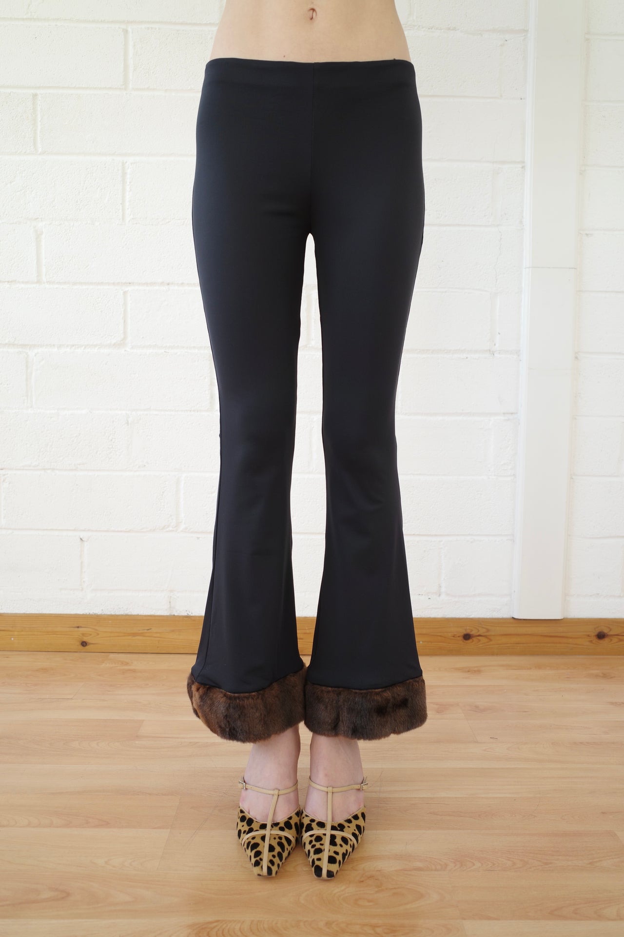 Recycled Spandex and Faux Mink- Trimmed Trouser