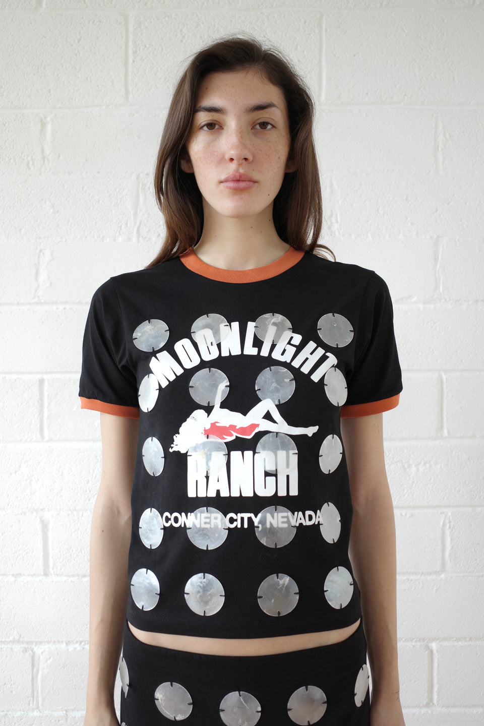 Mother of pearl Paillette Ringer T- shirt