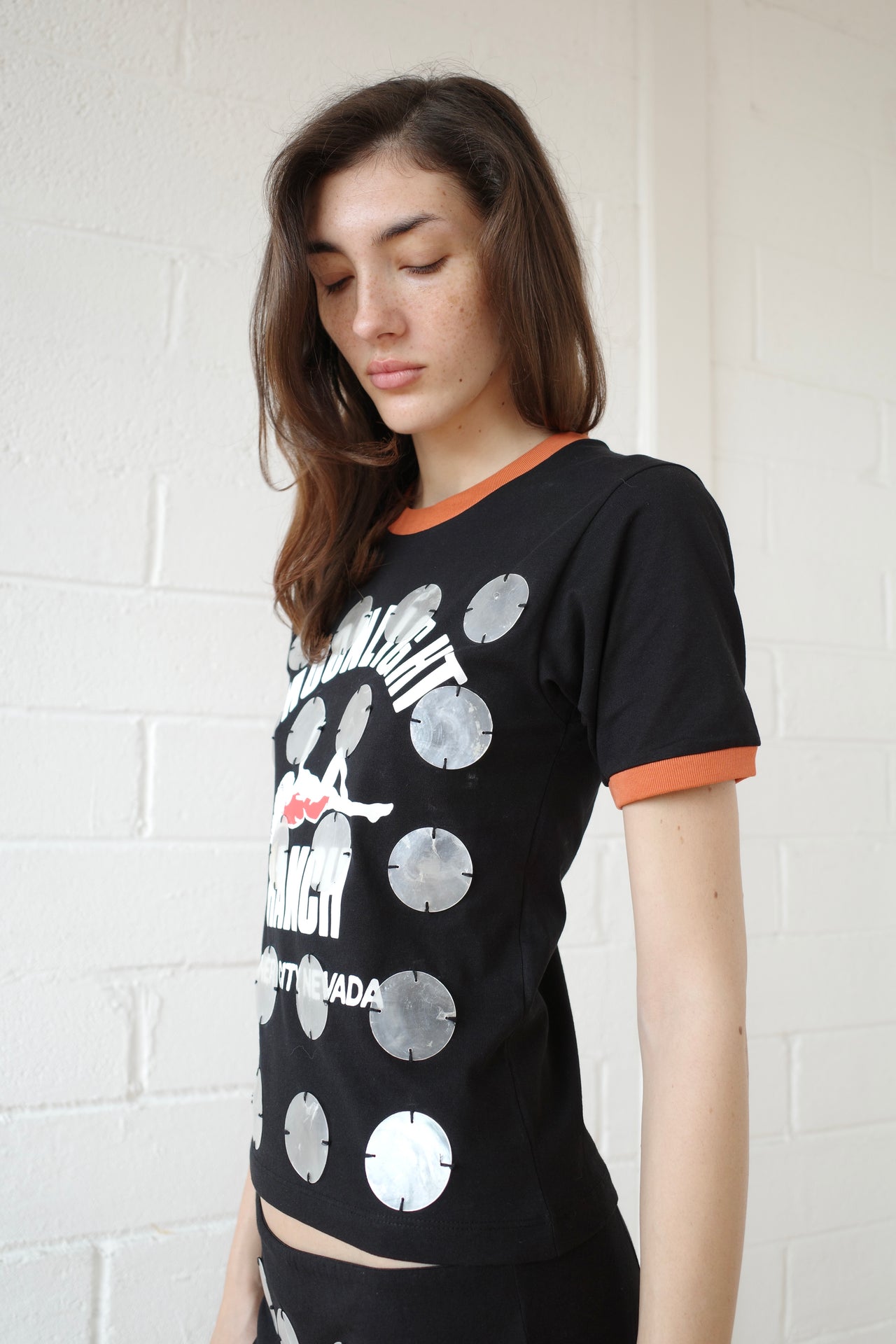 Mother of pearl Paillette Ringer T- shirt