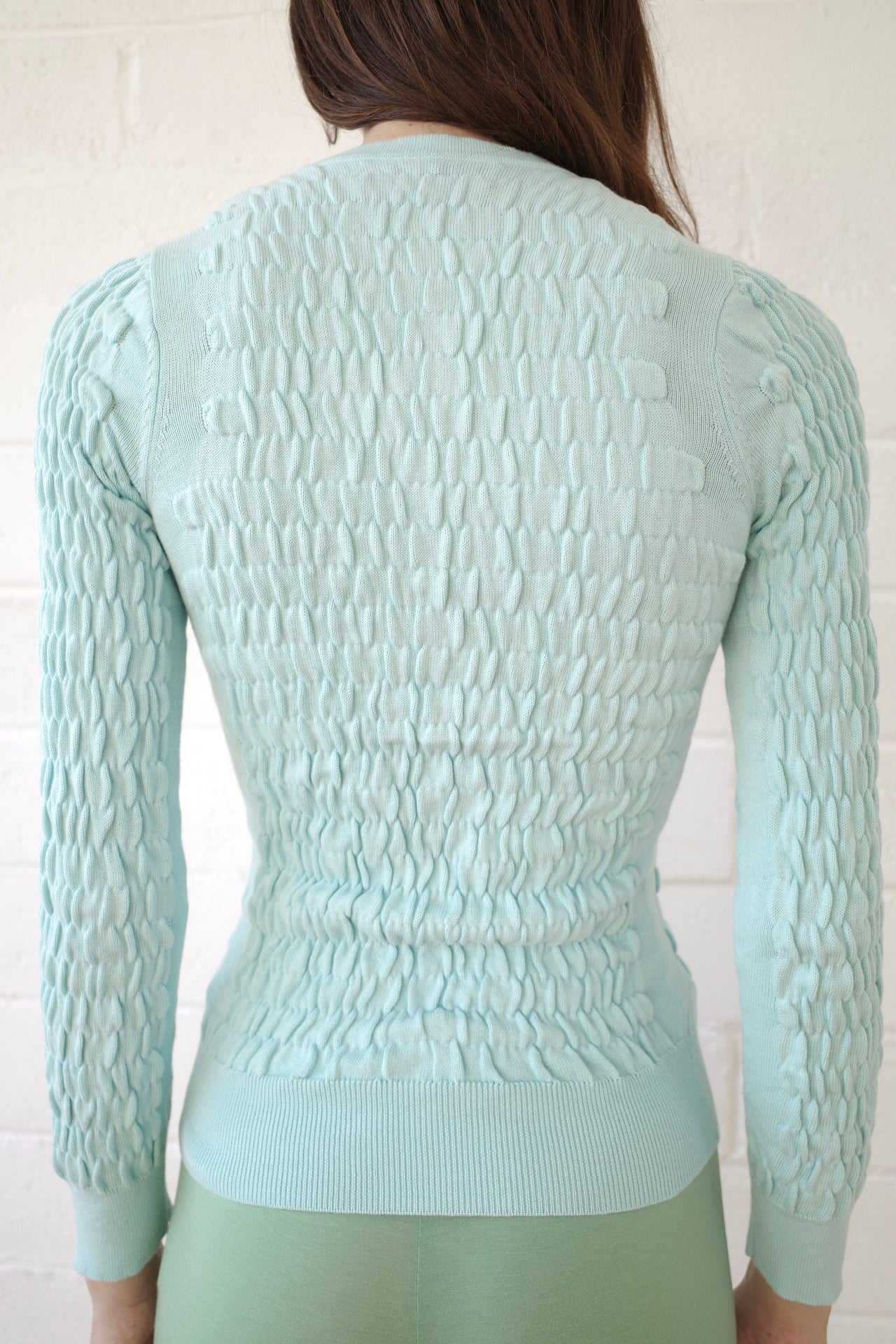 Shirred Knit Cashmere Cardigan