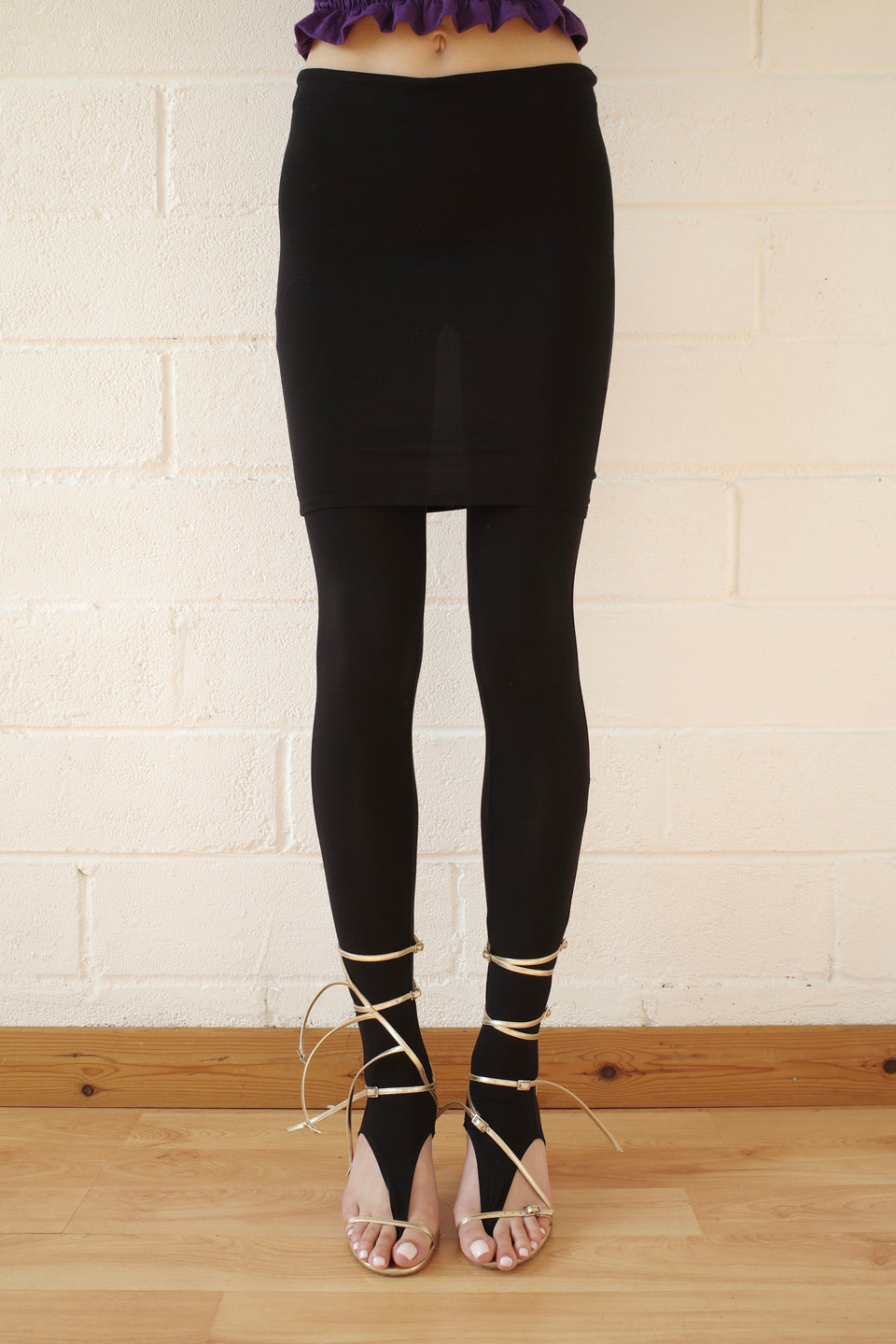 Black Skirt Thong Legging