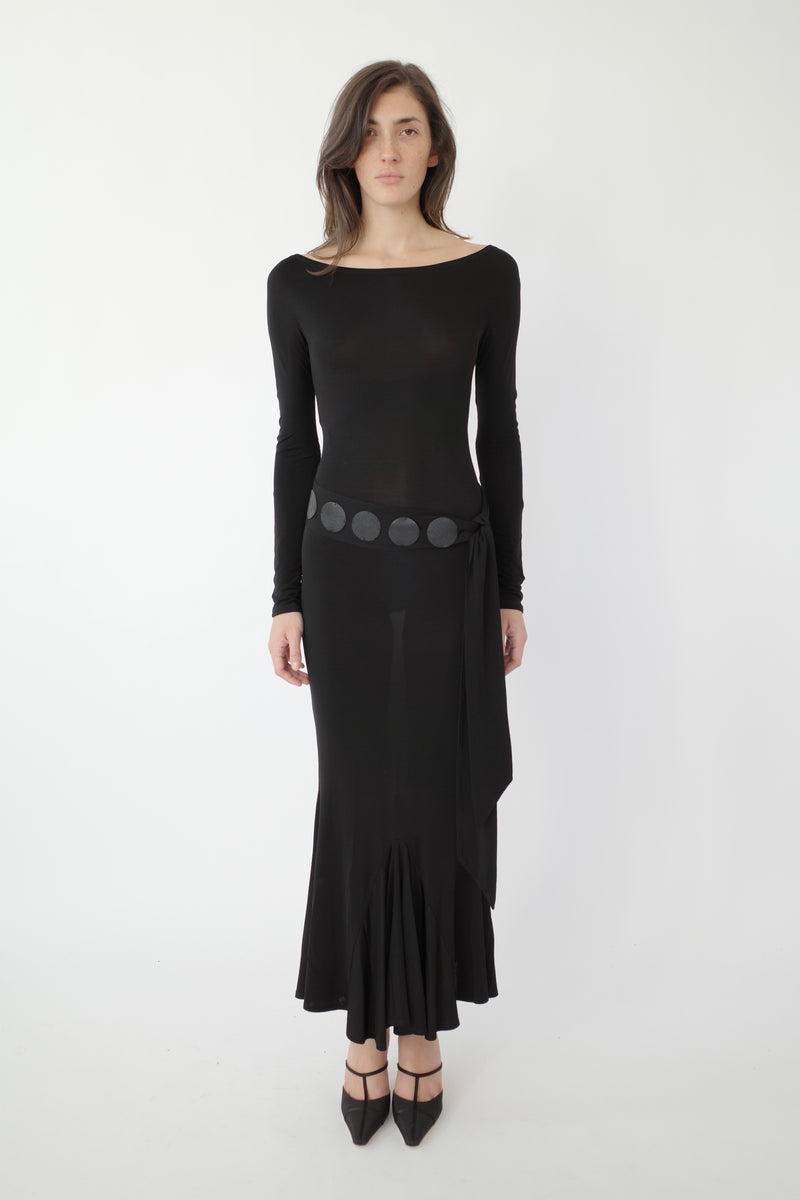 Cupro Maxi Dress With Leather Paillettes