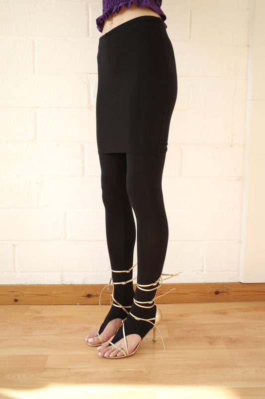 Black Skirt Thong Legging