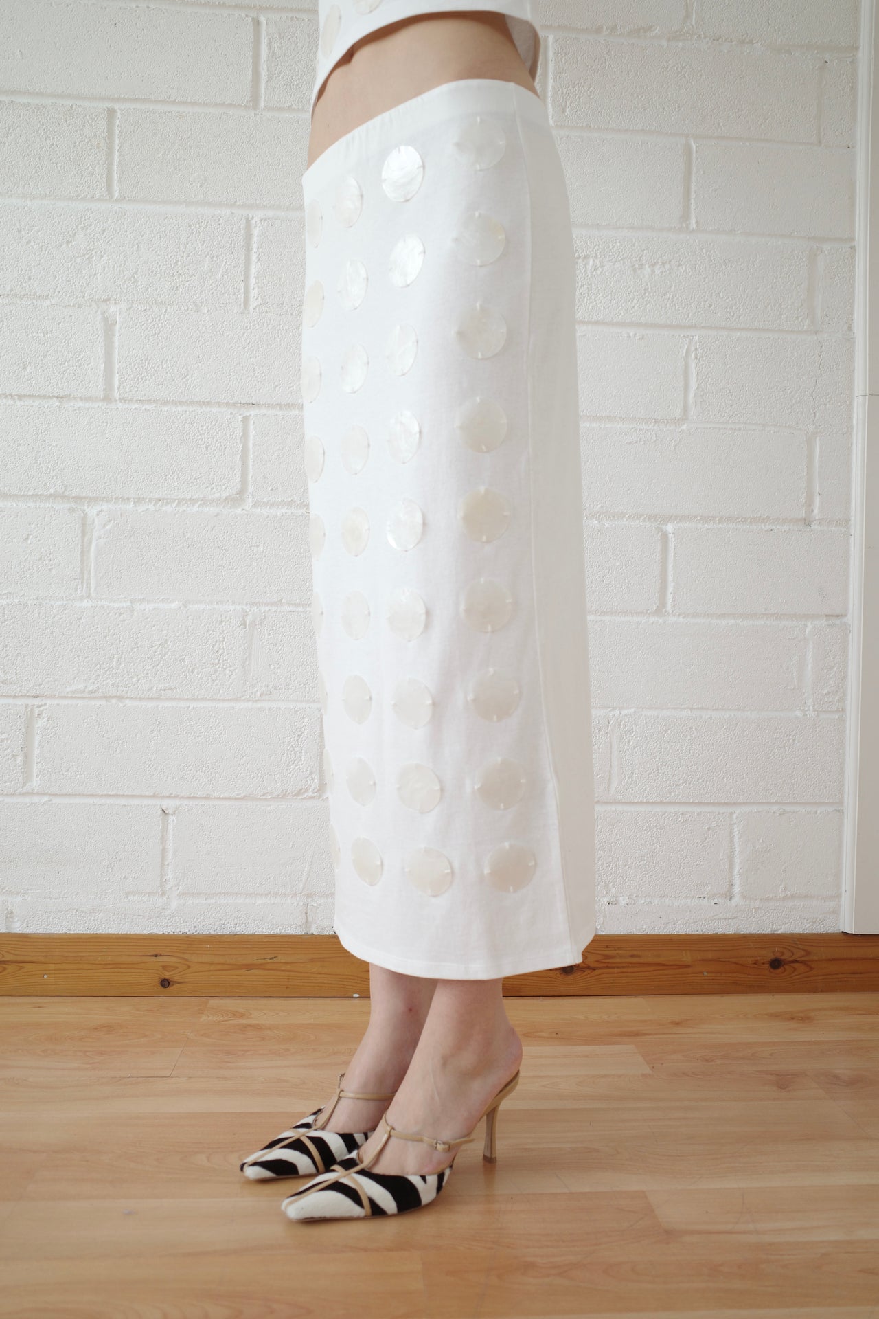 Mother of Pearl Paillette Maxi Skirt