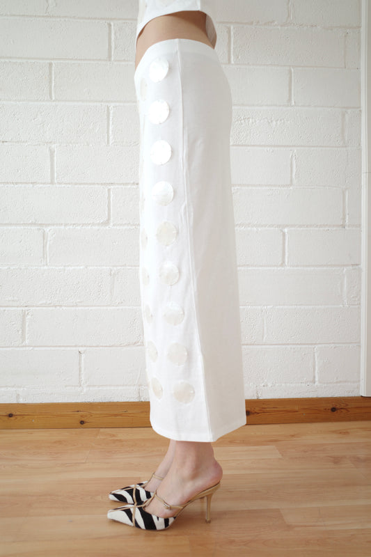 Mother of Pearl Paillette Maxi Skirt