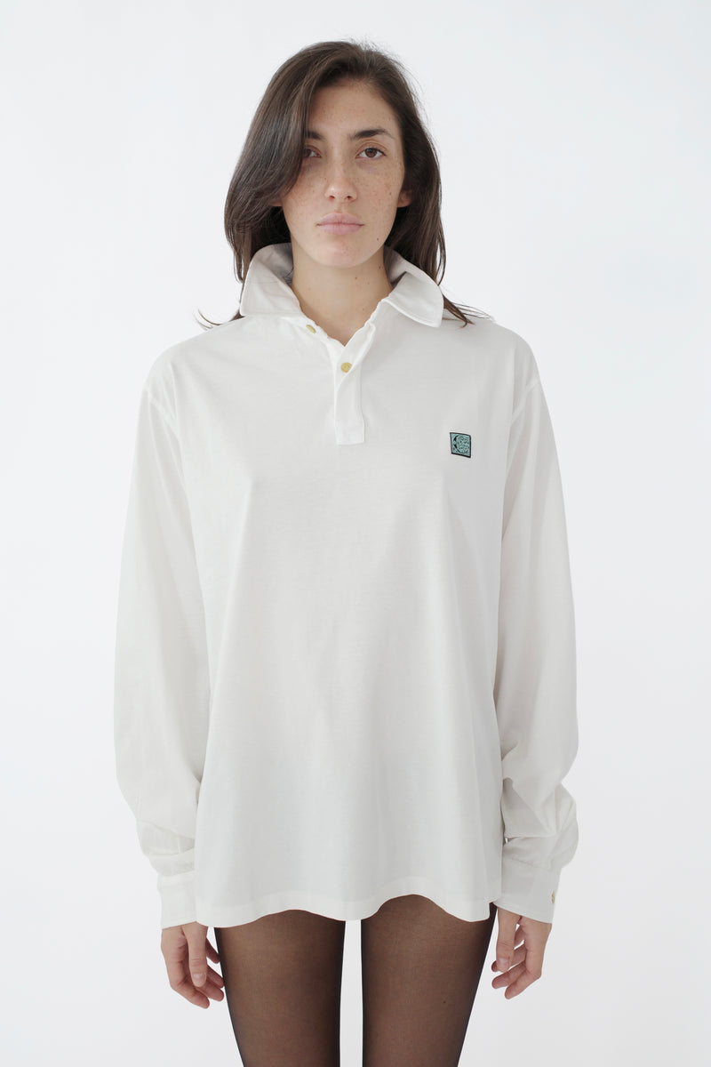 The Long Sleeve Polo Shirt - White