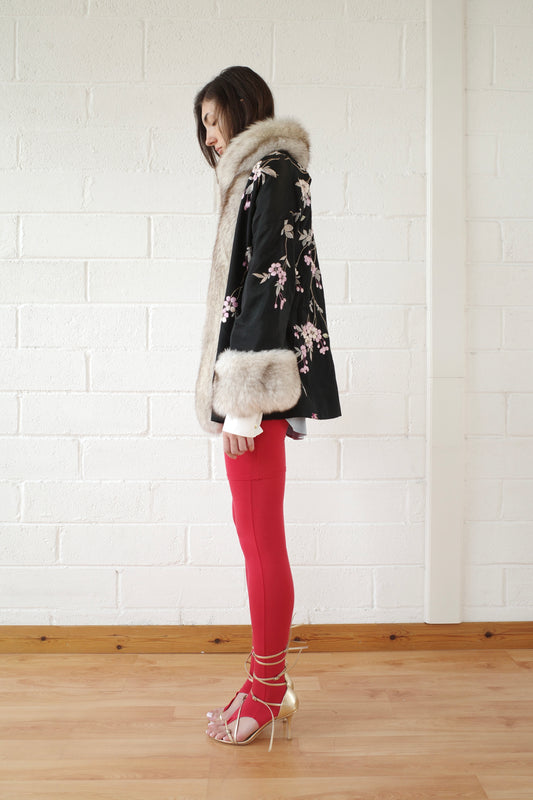 Demi Couture Reconstituted Vintage Fur and Silk Robe