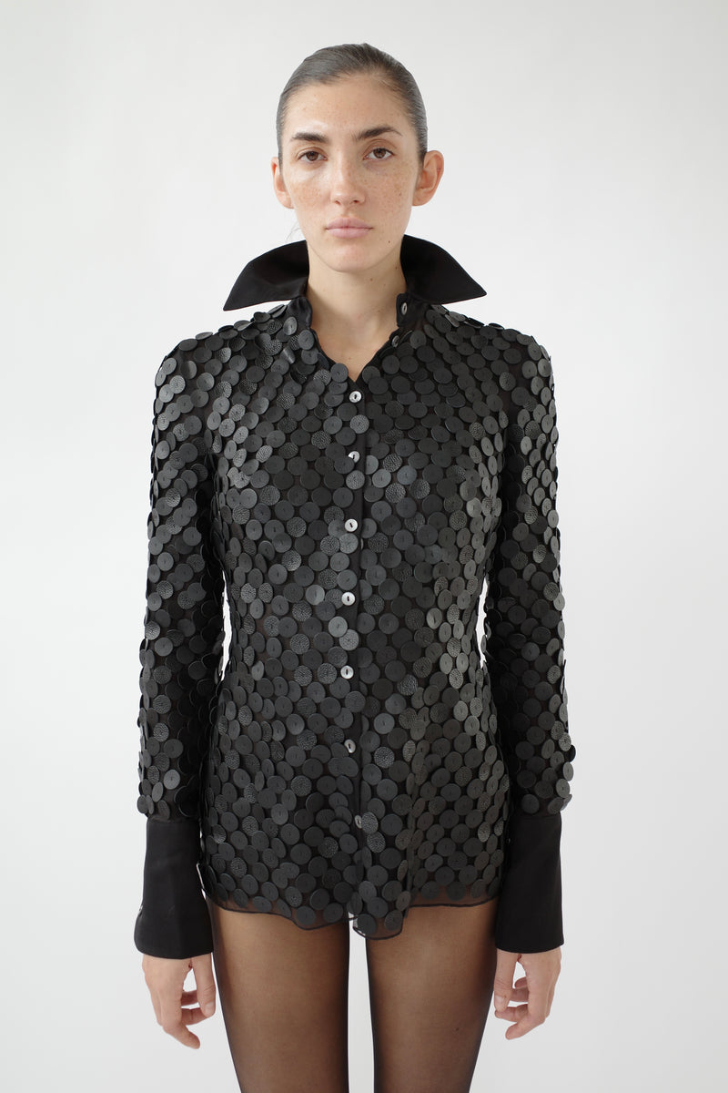 The Demi Couture Reconstituted Leather Pailette Shirt