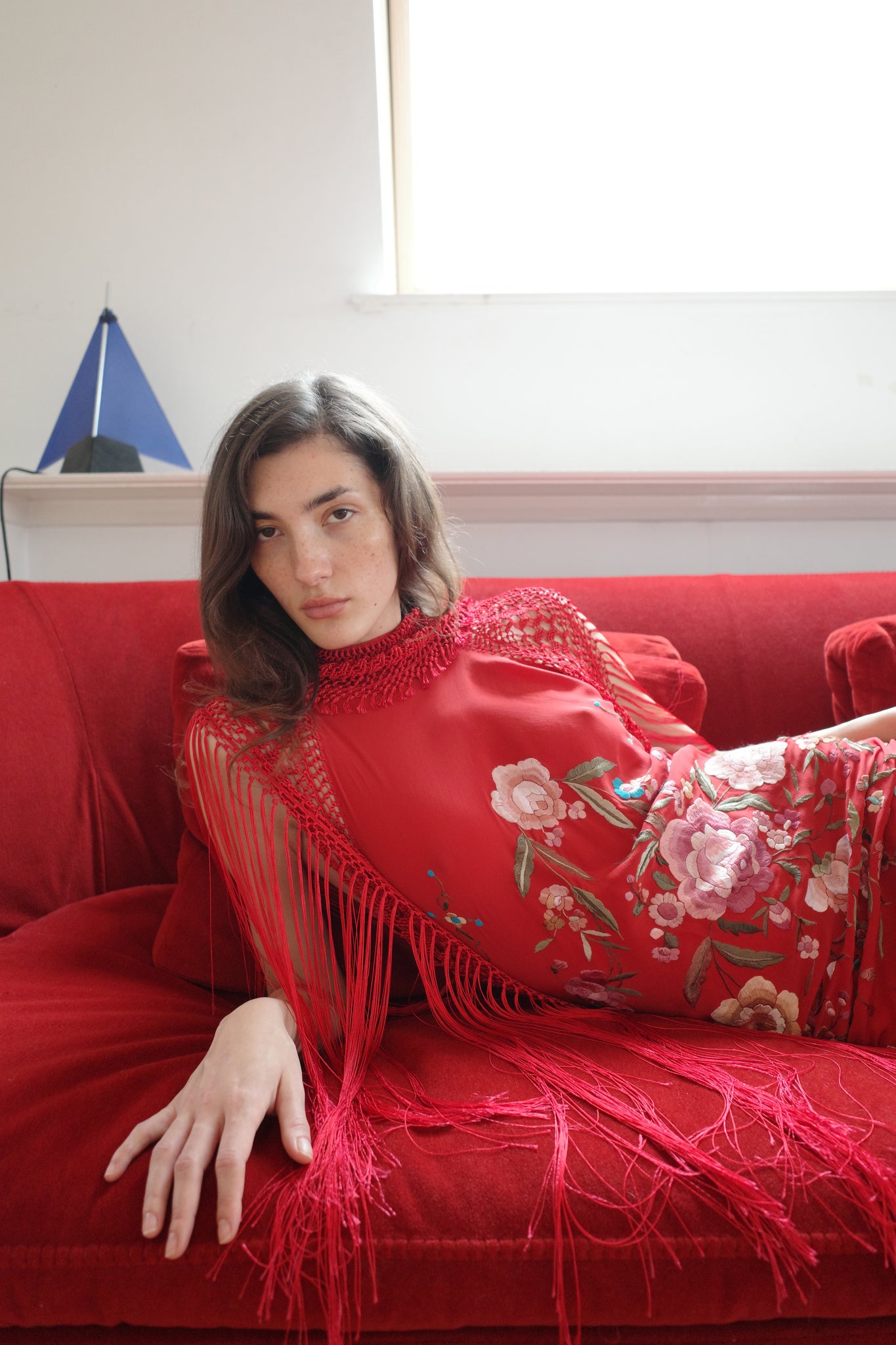 The Demi Couture Piano Shawl Gown- Red