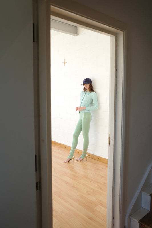 Shirred Knit Cashmere Cardigan