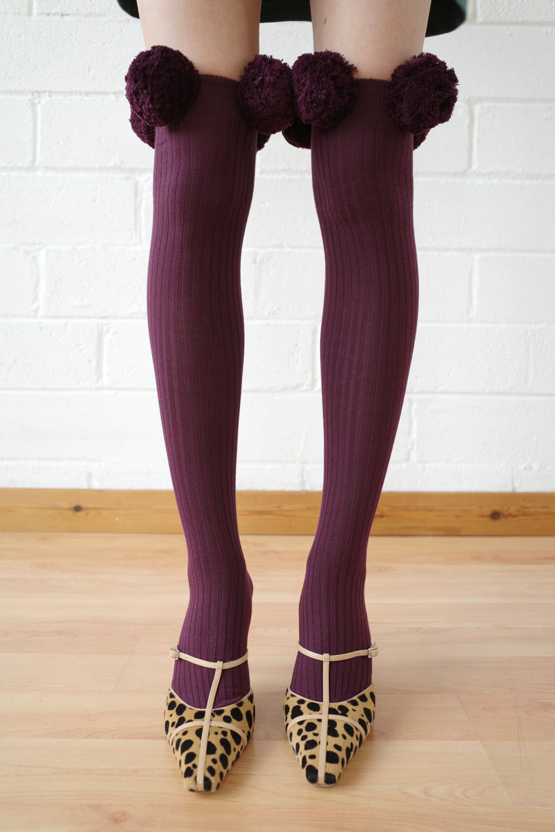 The Pom Pom Sock - Burgundy