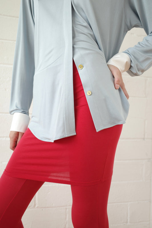 Silk Jersey Winged Collar Shirt