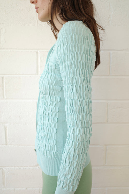 Shirred Knit Cashmere Cardigan