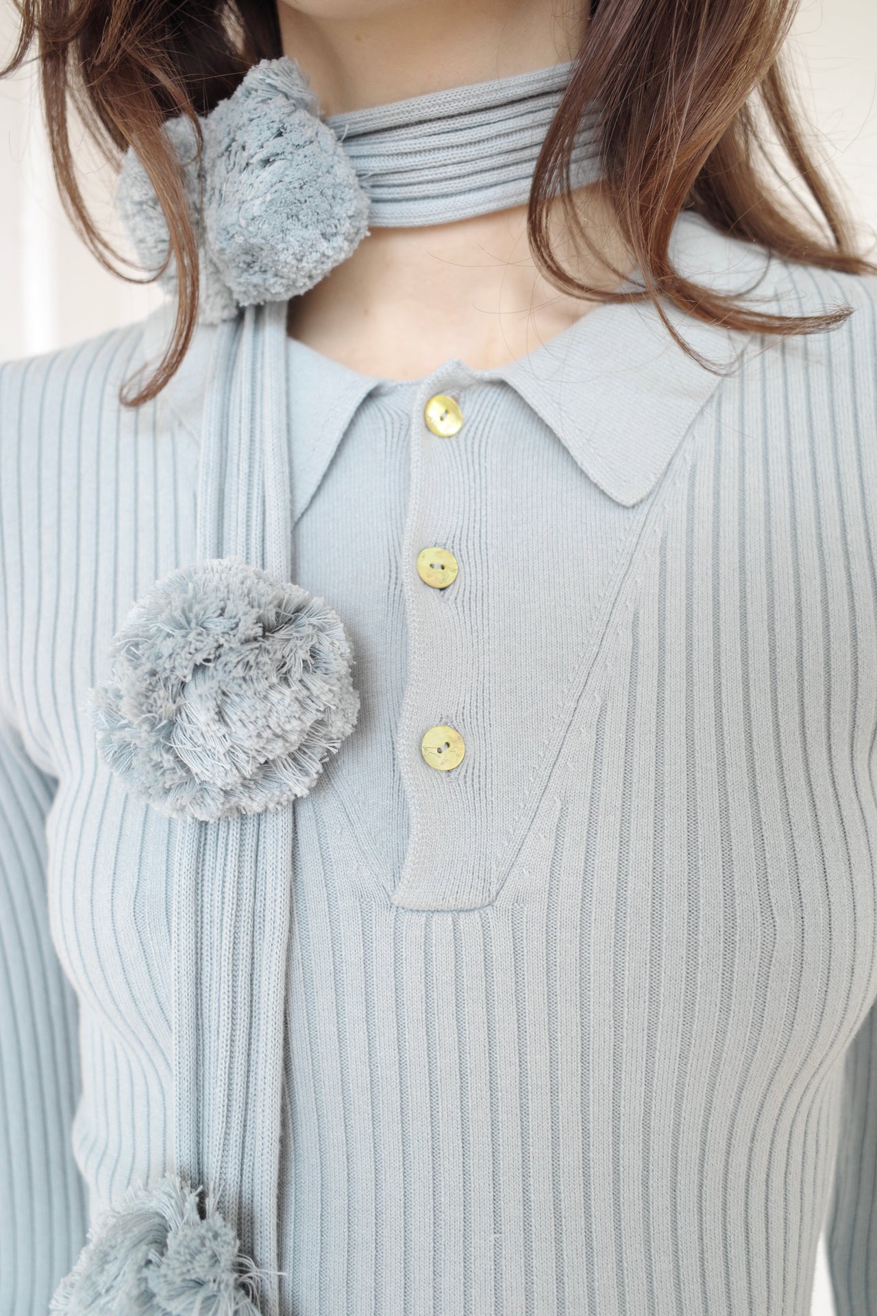 Grey Pom Pom Scarf
