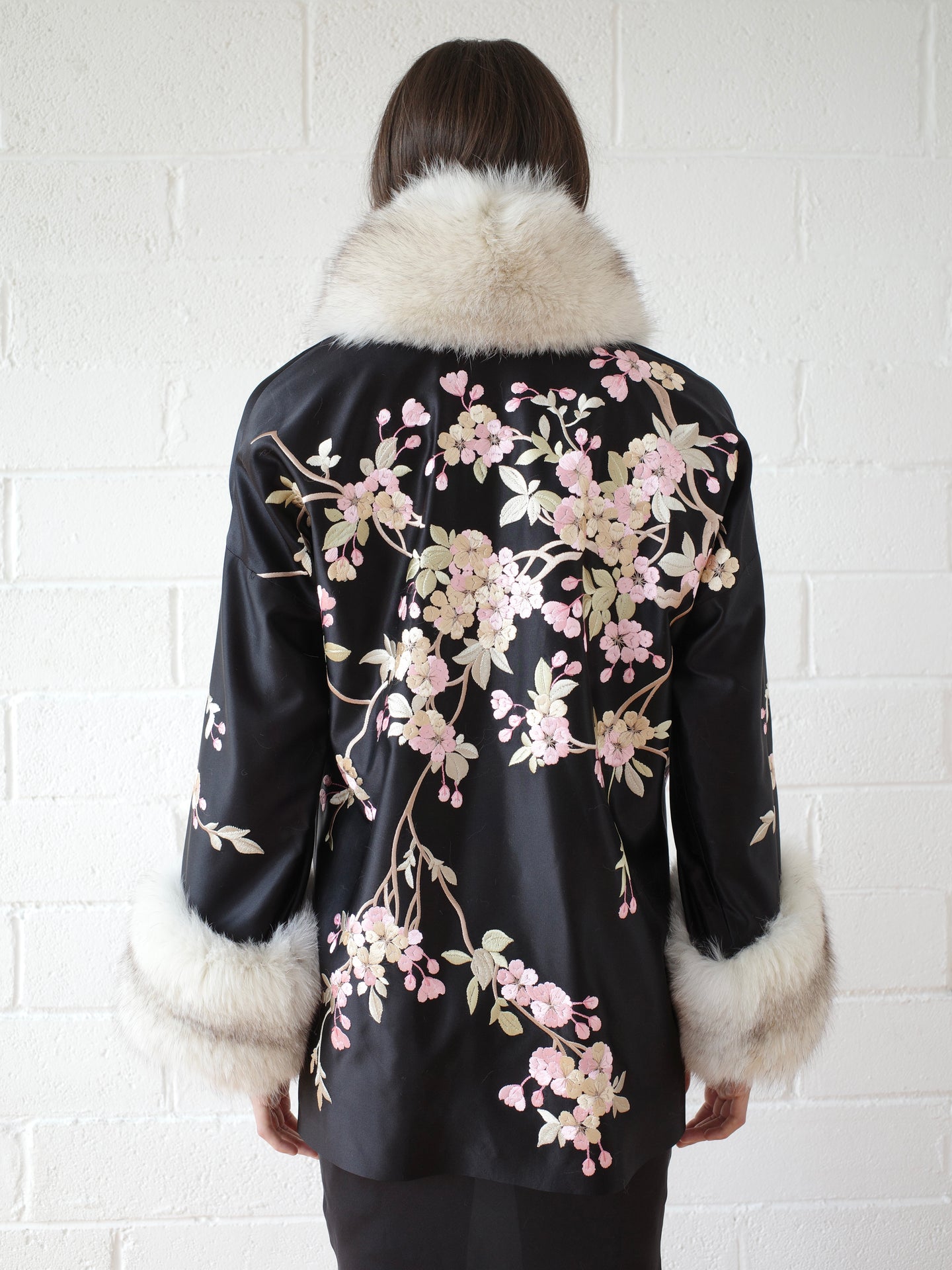 Demi Couture Reconstituted Vintage Fur and Silk Robe - Black