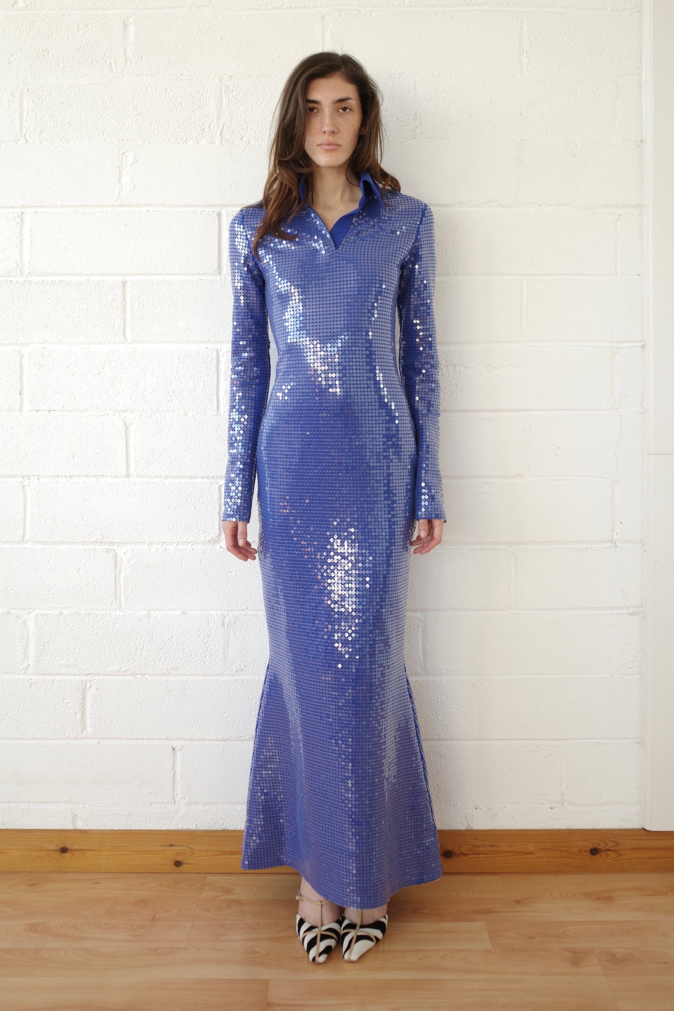 Sequin Jersey Polo Maxi Dress Sequin Jersey Polo Maxi Dress
