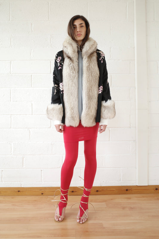 Demi Couture Reconstituted Vintage Fur and Silk Robe