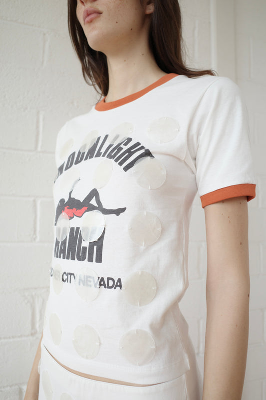 Mother of Pearl Paillette Ringer T- shirt