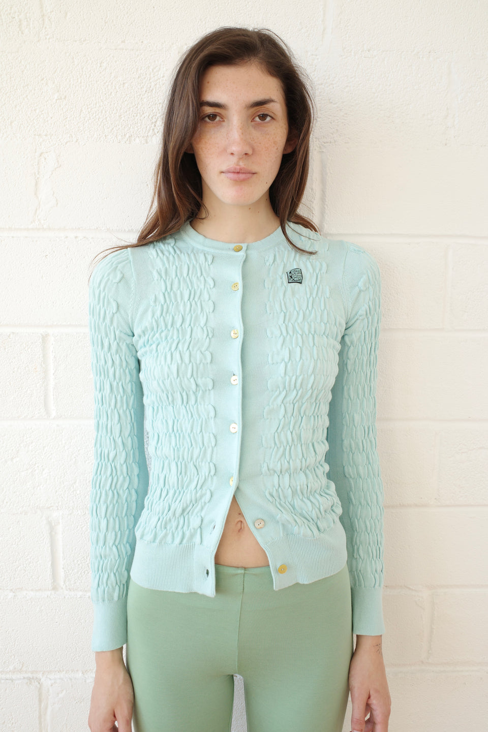 Shirred Knit Cashmere Cardigan