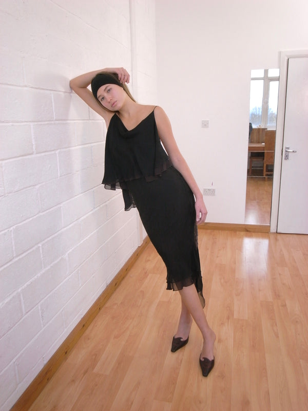 The Bias Silk Chiffon Reconstituted Midi Dress