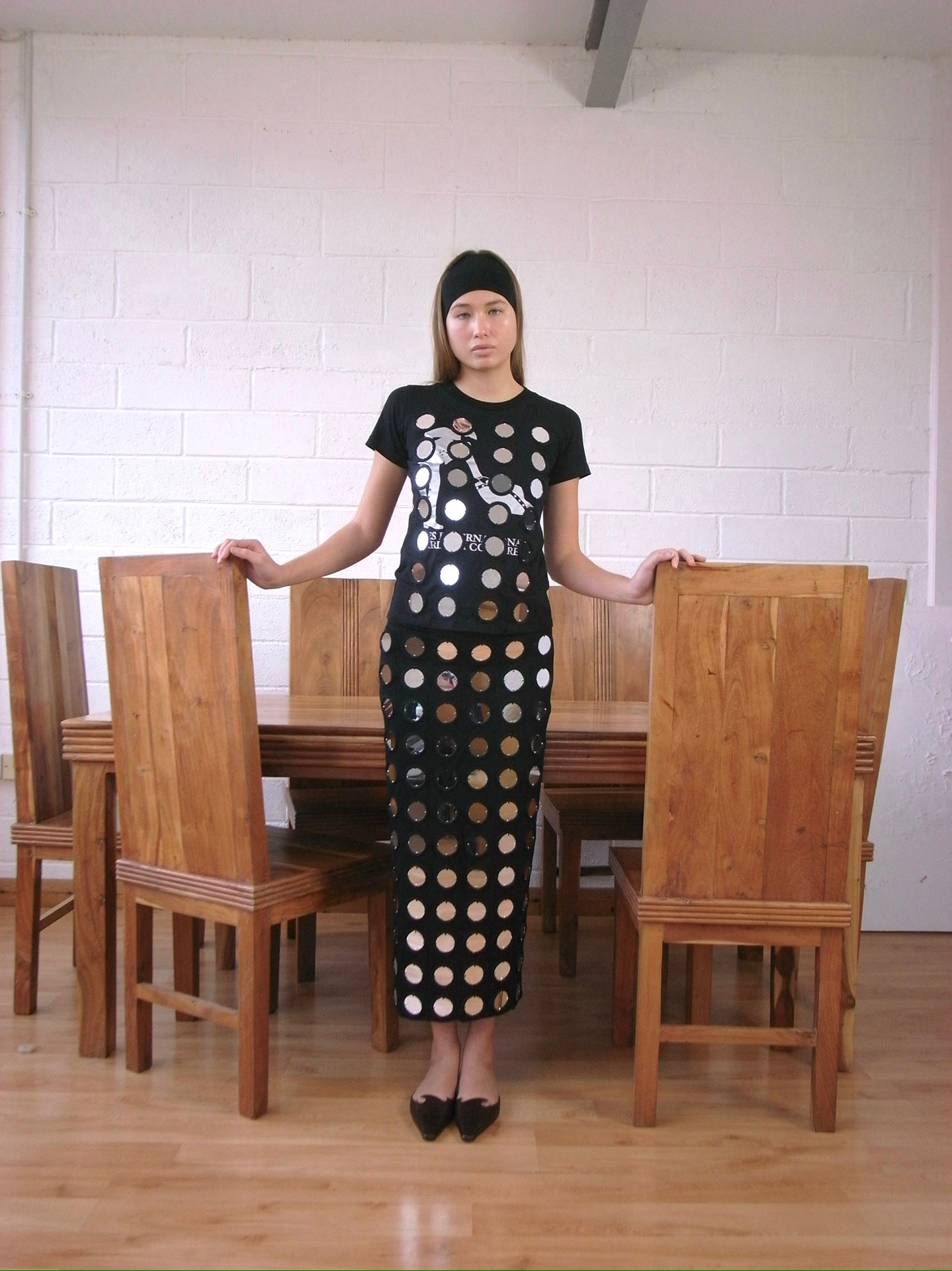 The Reconstituted Mirror Disc Embroidery T-shirt