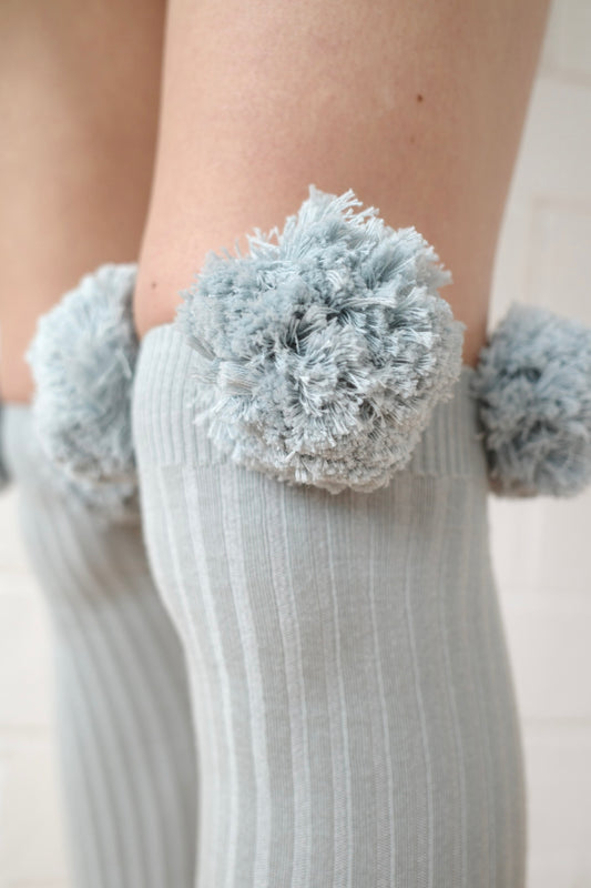 Grey Pom Pom Sock