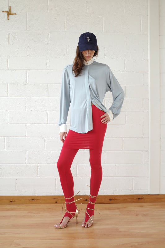 Silk Jersey Winged Collar Shirt