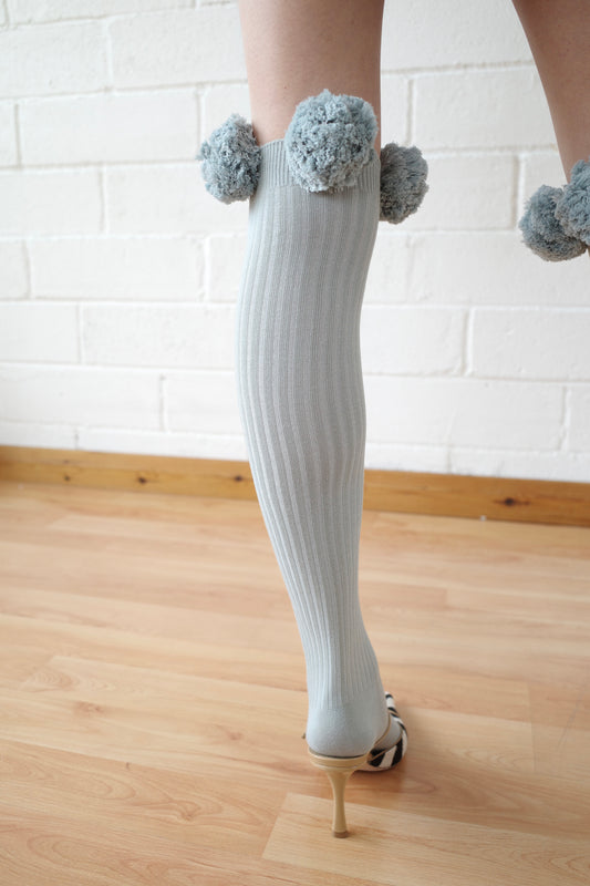 Grey Pom Pom Sock