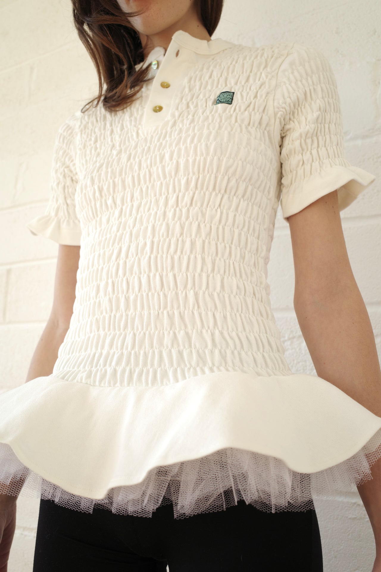 Shirred Henley Tutu Top