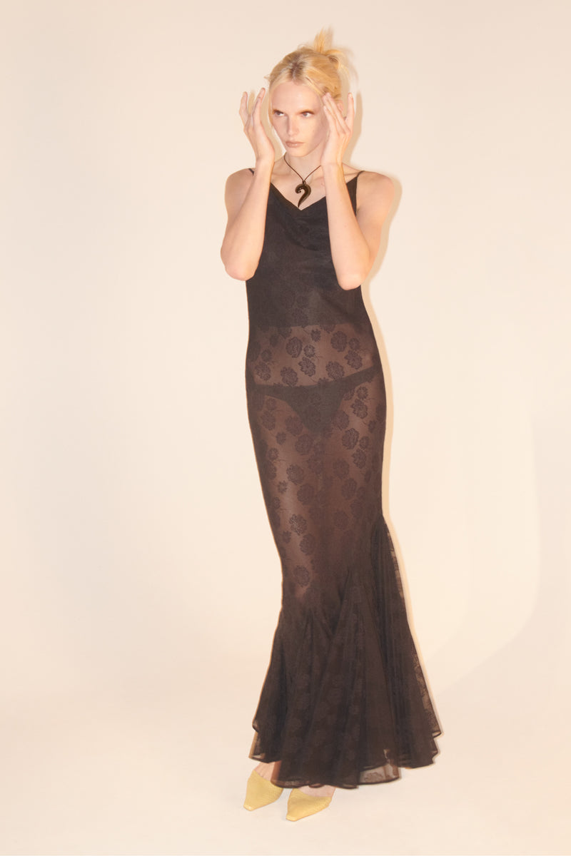 The Recycled Spandex Shell Belt Maxi Dress