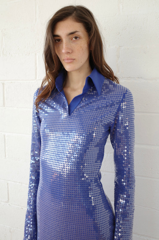 Sequin Jersey Polo Maxi Dress Sequin Jersey Polo Maxi Dress