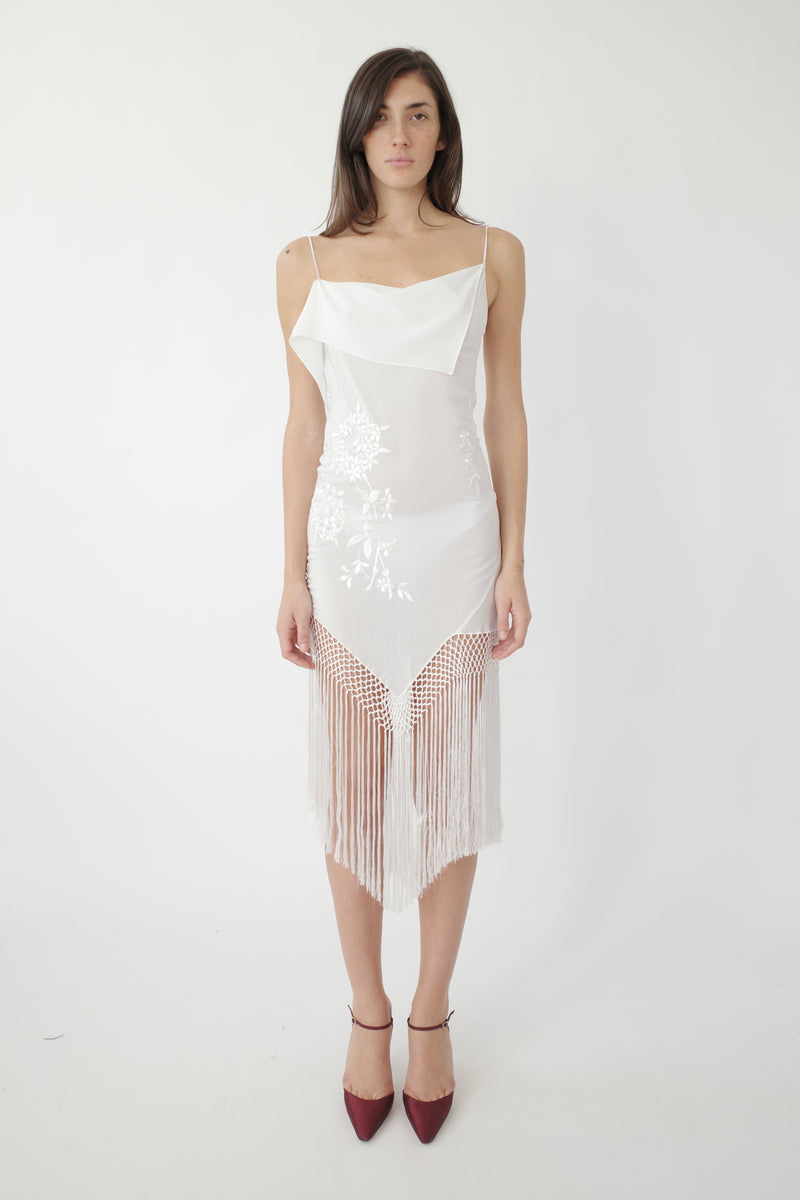 The Piano Shawl Mini Dress - Ivory