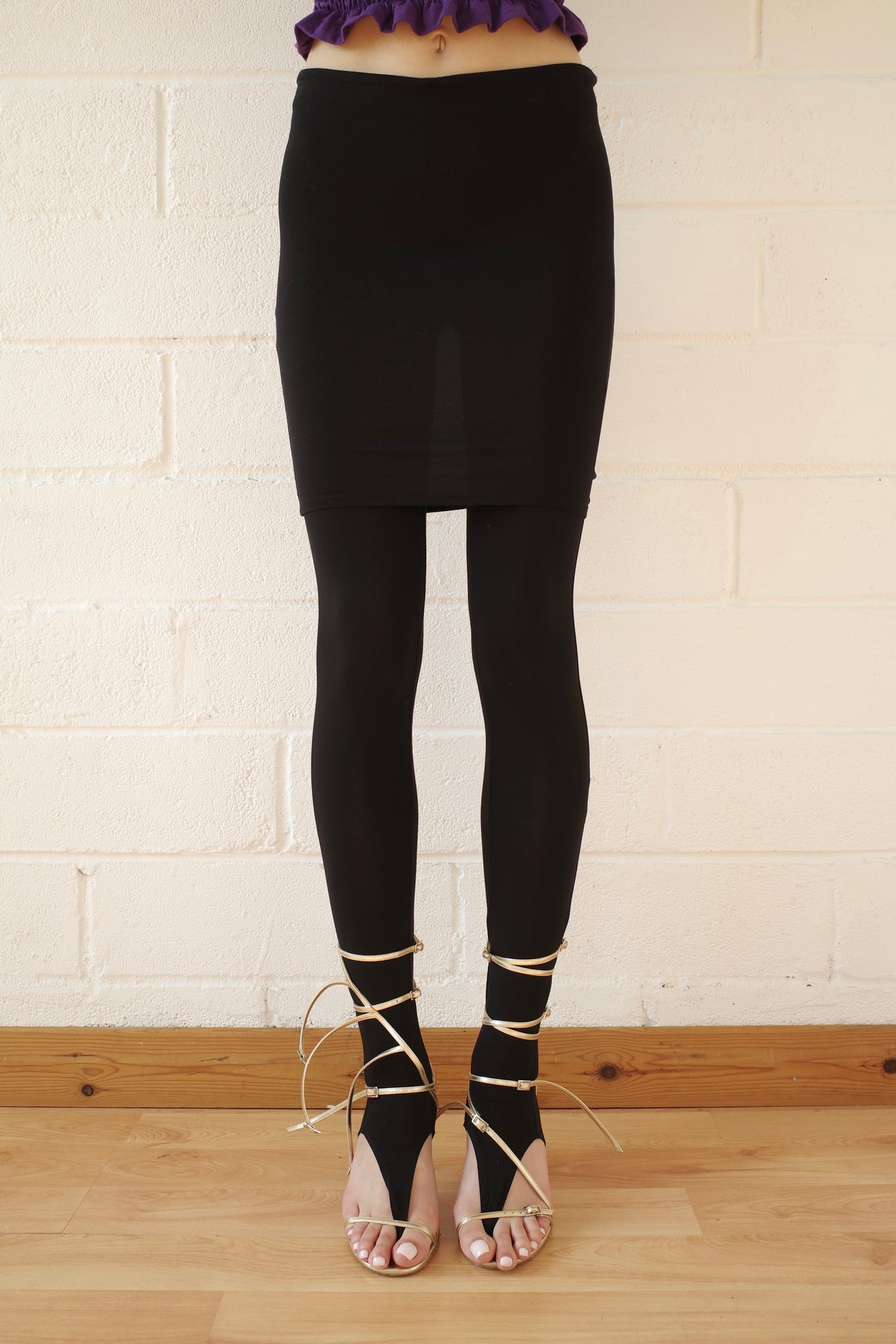 Black Skirt Thong Legging