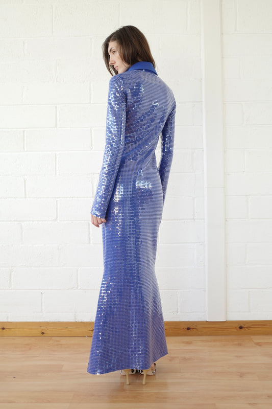 Sequin Jersey Polo Maxi Dress